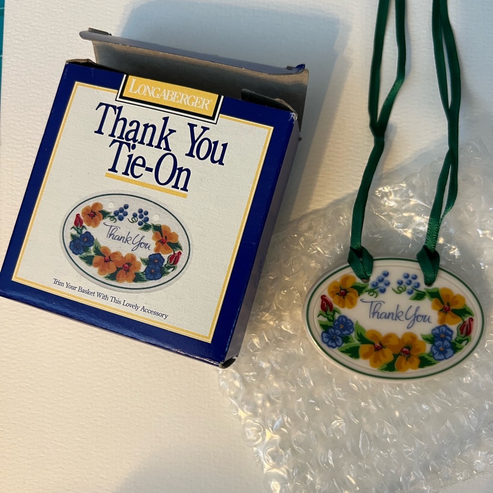 Longaberger Thank You Tie-On with Floral Accents